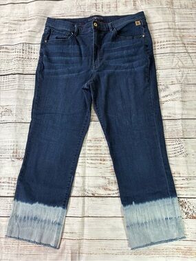 Tommy Hilfiger Jeans Women's 16 Tribeca Straight Ankle Blue Bleached Raw Hem